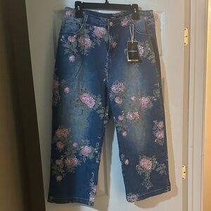Flamingals High-Rise Vintage Floral Straight Leg Denim Jeans | Women’s